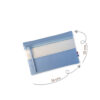 Pochette zippée rectangulaire en cuir d'agneau format midi coloris bleu ciel blanc