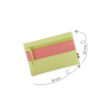 Pochette zippée rectangulaire en cuir d'agneau format midi coloris vert anis rose praline