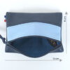 Pochette zippée rectangulaire en cuir d'agneau format mini bicolore bleu marine bleu ciel