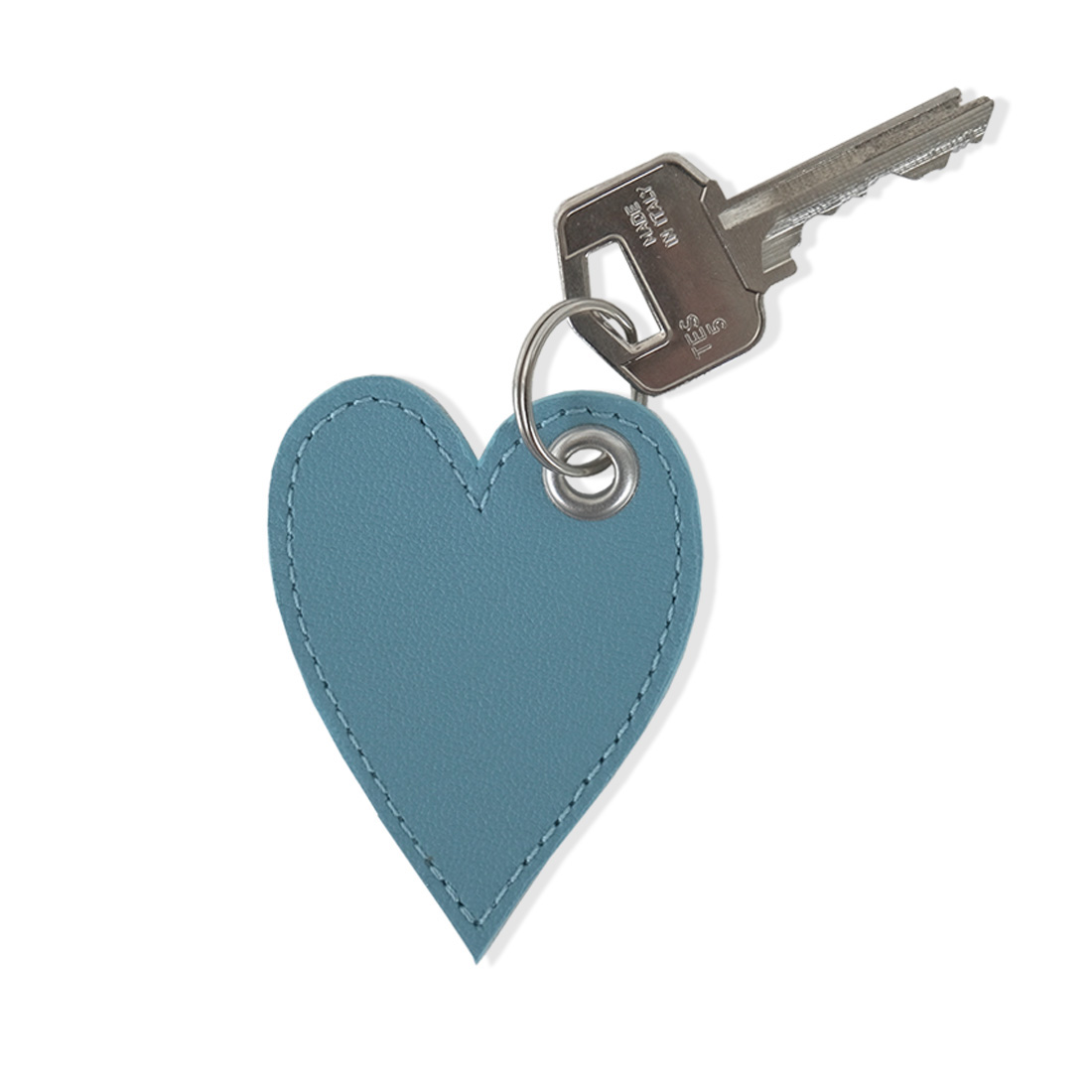 Porte-clé en cuir d'agneau bleu turquoise