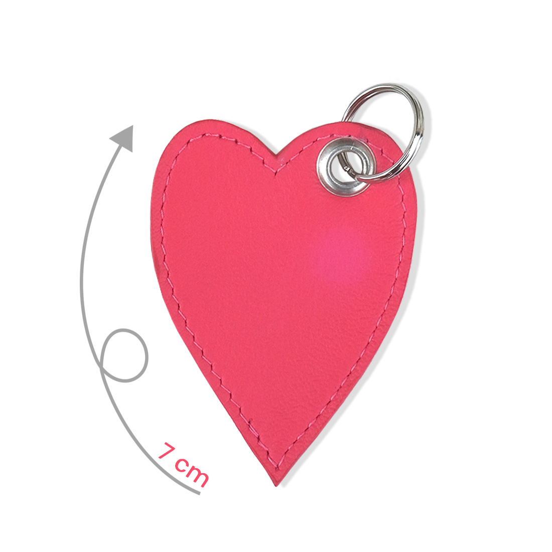 Porte-clé en cuir d'agneau rose fuchsia