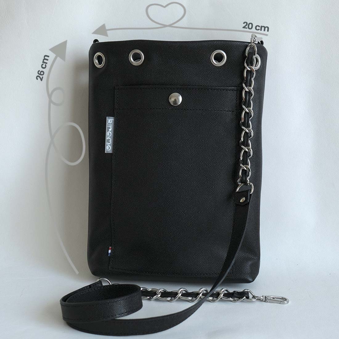 Mini tote bag en cuir bicolore noir blanc Mini tote bag en cuir d'agneau bicolore noir blanc