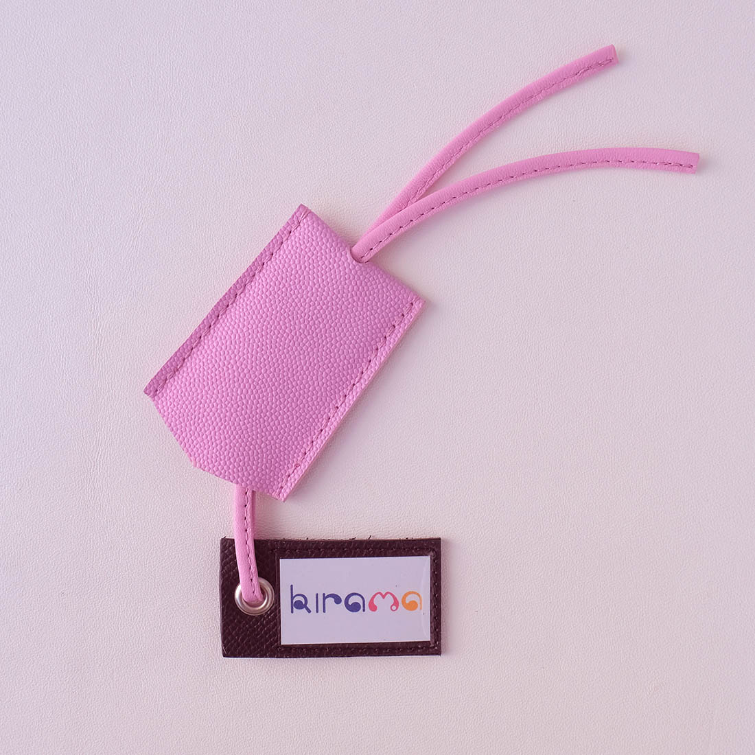 Porte-étiquette en cuir artisanal rose bonbon